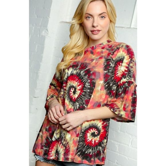 Soft Multi Colored Bell Sleeve Top - Picture 1 of 3